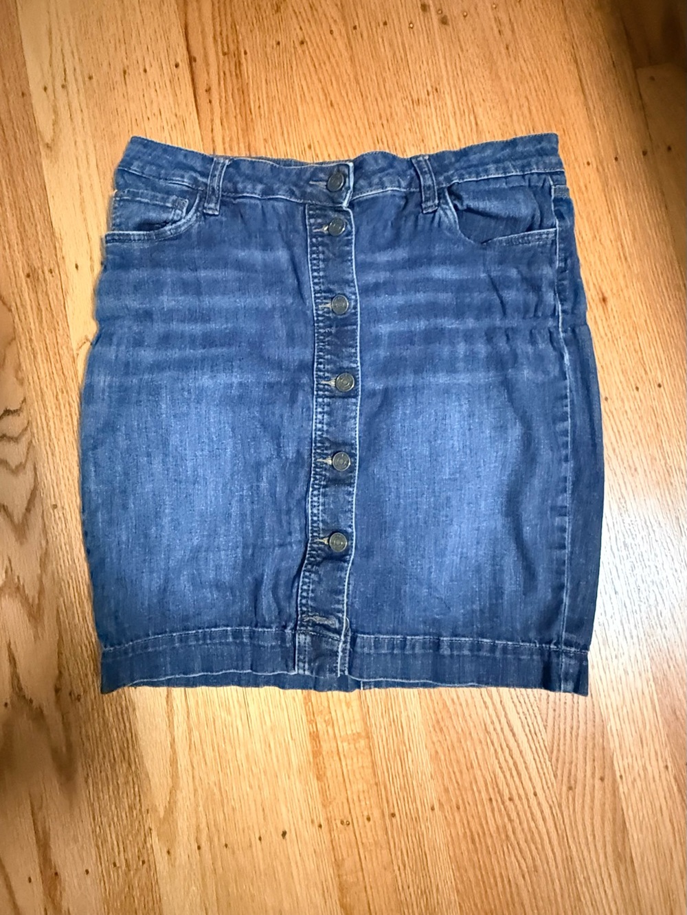Kut from the Kloth Blue Button-Front Denim Pencil Skirt